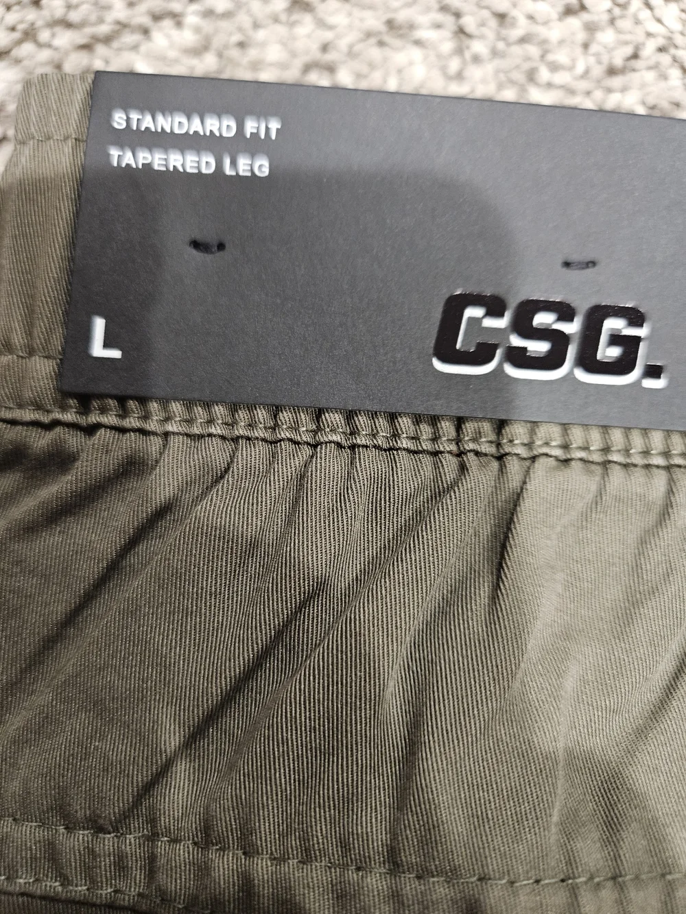 Men's Olive Cargo Pants with Drawstring Waist - Picture 5 of 6